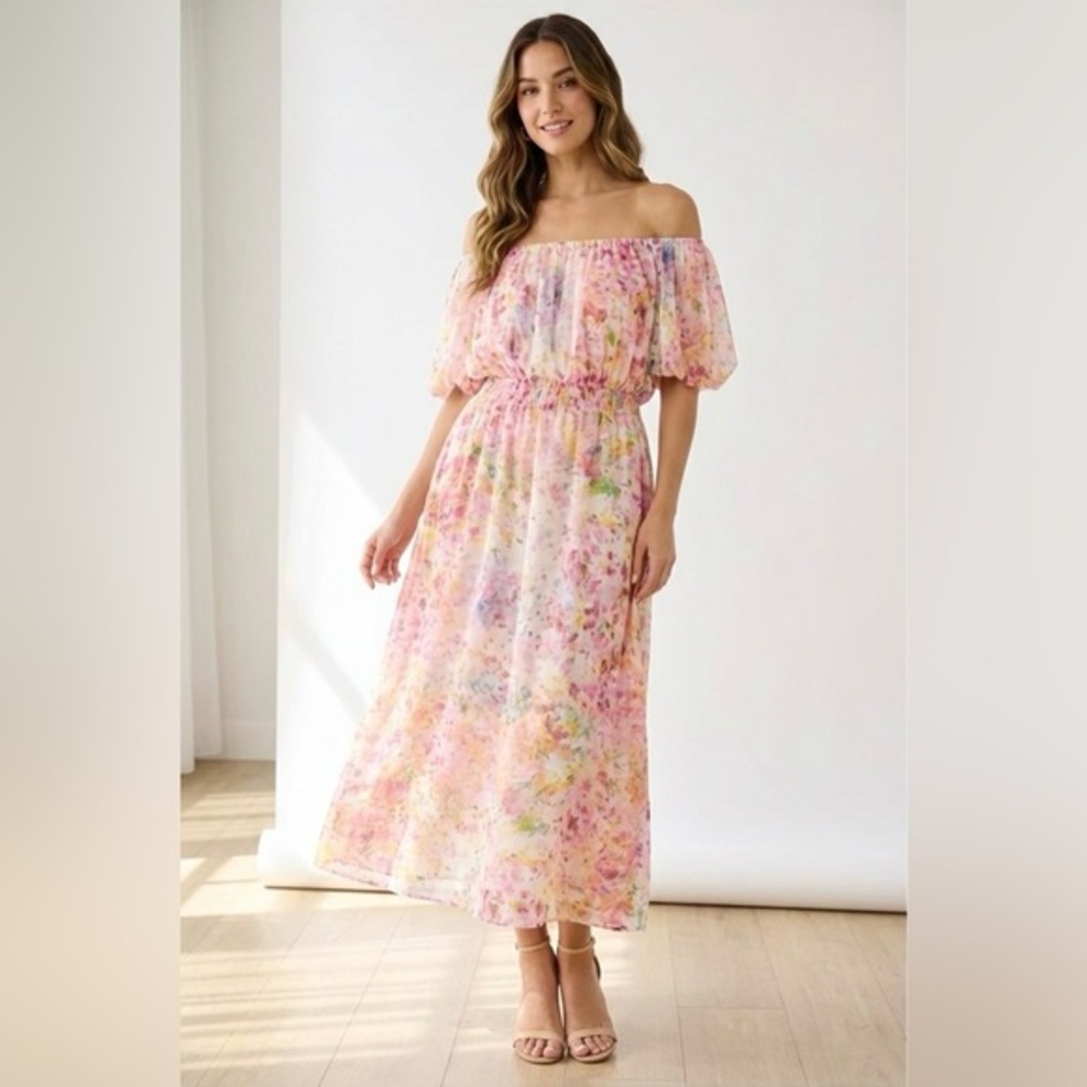 Sam and Jess Floral off‎ The Shoulder Maxi Dress